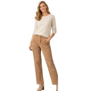 Talbots Women’s Camel Corduroy Wide Leg Pants Size 2 Stretch Mid Rise Classic